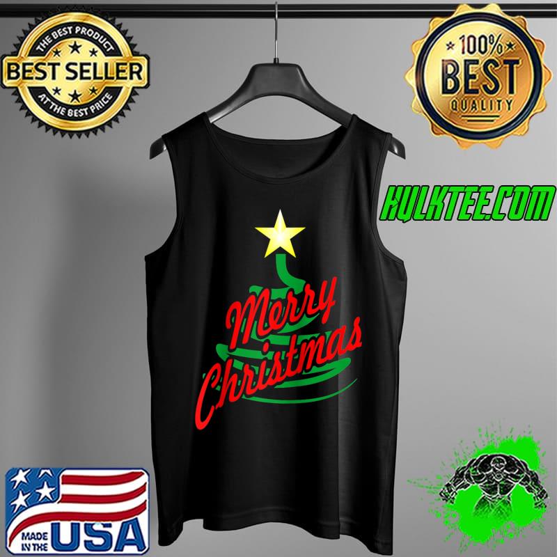 Merry Christmas with a stylish Christmas Tree Raglan Baseball T-s Tank Top Merry Christmas with a stylish Christmas Tree Raglan Baseball T-s Tank Top