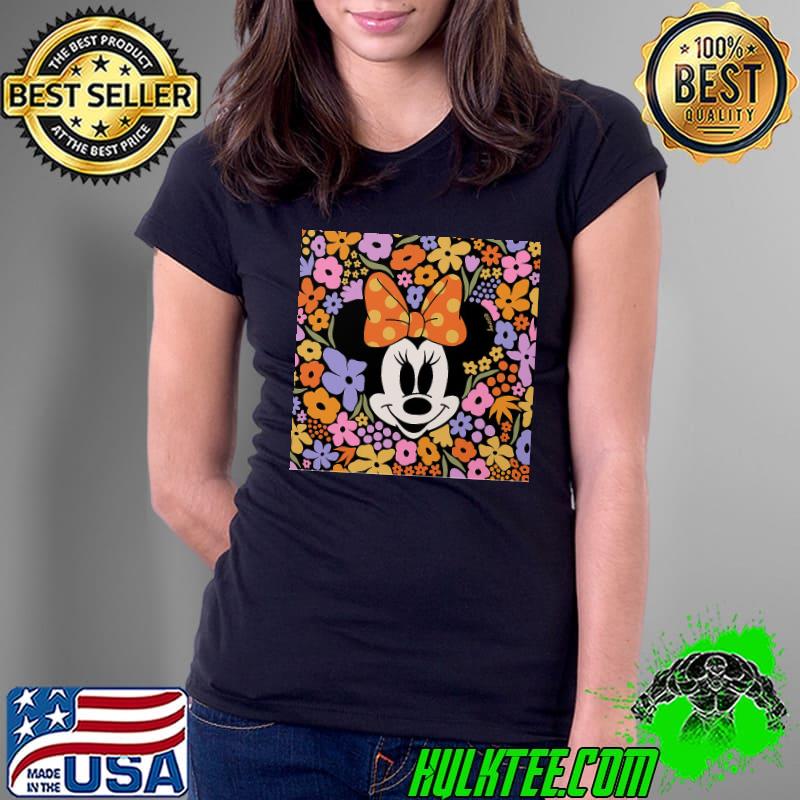 Minnie Mouse and Colorful Flowers Dark by Hanna Kastl-Lungberg Disney Shirt Ladies Tee Minnie Mouse and Colorful Flowers Dark by Hanna Kastl-Lungberg Disney Shirt Ladies Tee