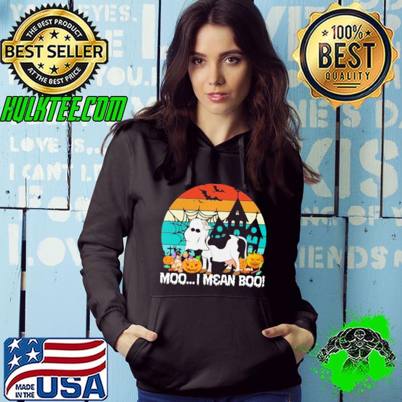 Moo I Mean Boo Cow Halloween Vintage Sunset shirt