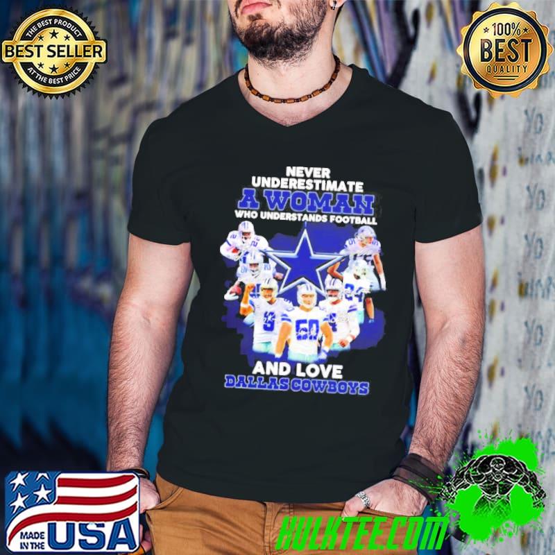 Never underestimate a woman who understands football and love Dallad Cowboys signatures s Guys V Neck Never underestimate a woman who understands football and love Dallad Cowboys signatures s Guys V Neck
