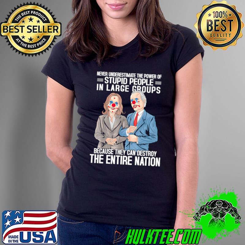Never Underestimate The Power Of Stupid People In Large Groups Because They Can Destroy The Entire Nation Shirt Ladies Tee Never Underestimate The Power Of Stupid People In Large Groups Because They Can Destroy The Entire Nation Shirt Ladies Tee