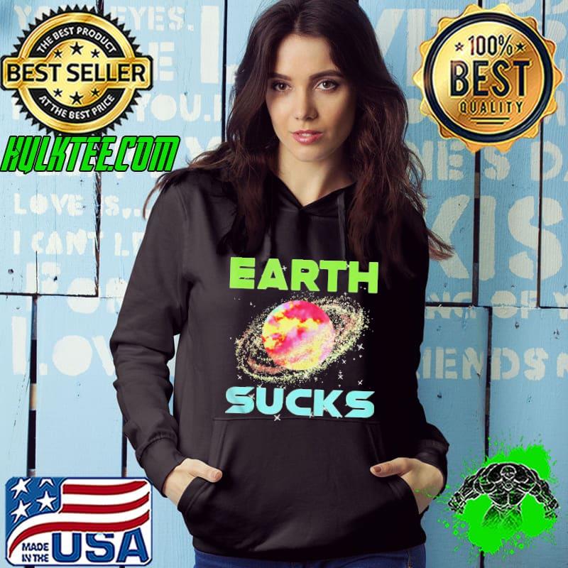 Outer Space Planet Retro Graphic Galaxy Earth Sucks T-shirt