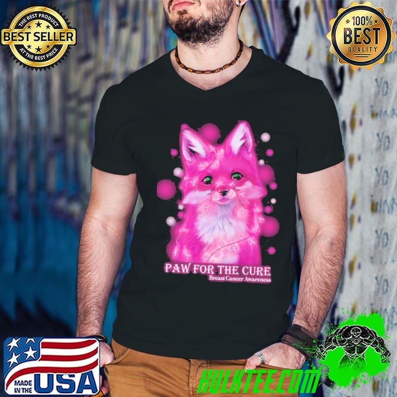Paw For The Cure Breat Cancer Awareness Fox Shirt Guys V Neck Paw For The Cure Breat Cancer Awareness Fox Shirt Guys V Neck