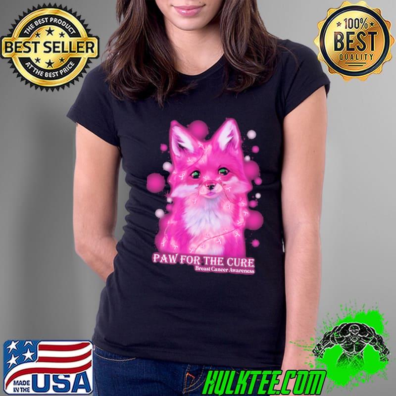 Paw For The Cure Breat Cancer Awareness Fox Shirt Ladies Tee Paw For The Cure Breat Cancer Awareness Fox Shirt Ladies Tee