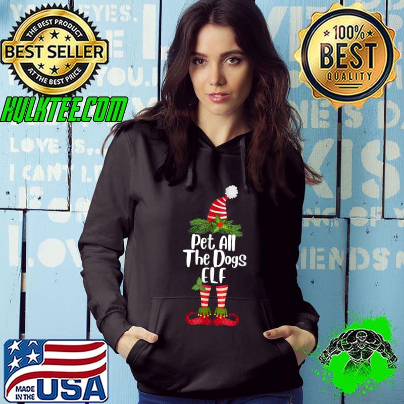 Pet All The Dogs Elf Funny Christmas Costume Pajama Group T-Shirt
