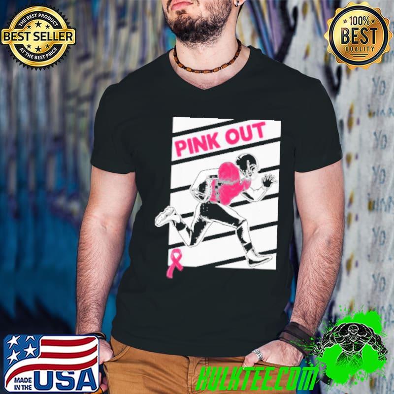 Pink Out Breast Cancer Awareness Bleached Football Mom Shirt