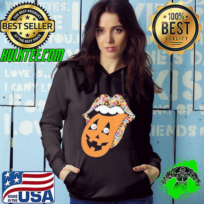 Pittsburgh Steelers Logo Lips Leopard Tongue Pumpkin Happy Halloween Shirt