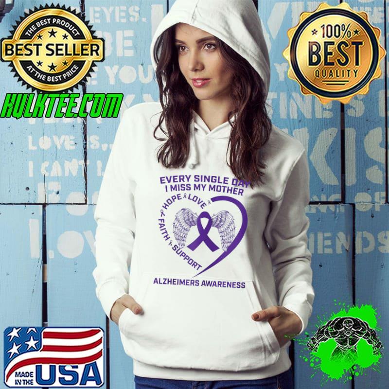 Purple In Memory Of Mother Alzheimers Awareness Back Graphic Zip Hoodie