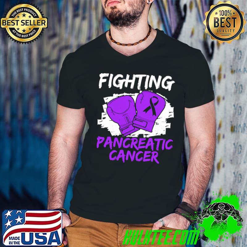 Purple Ribbon Boxing Gloves Pancreatic Cancer Awareness T-Shirt