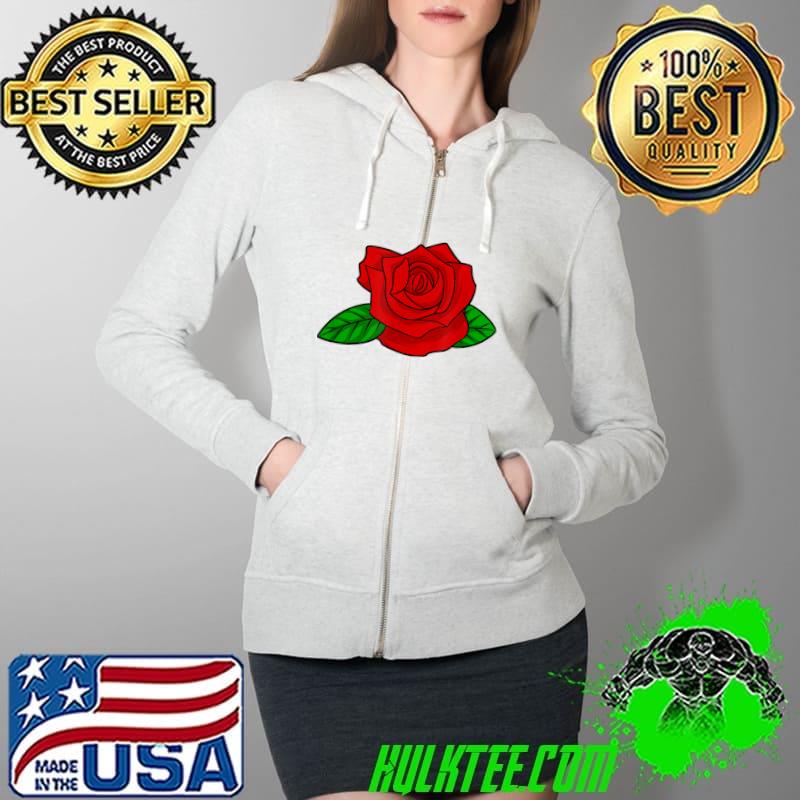 Red Rose Flower - Botanical Design - Floral Art T-Shirt Full Zip Hooded Red Rose Flower - Botanical Design - Floral Art T-Shirt Full Zip Hooded