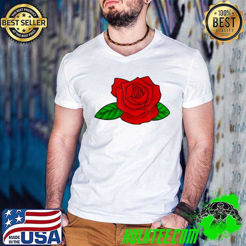 Red Rose Flower - Botanical Design - Floral Art T-Shirt Guys V Neck Red Rose Flower - Botanical Design - Floral Art T-Shirt Guys V Neck