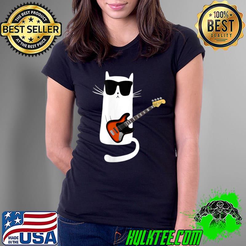 Retro cat playing guitar kitten plays guitarist T-Shirt Ladies Tee Retro cat playing guitar kitten plays guitarist T-Shirt Ladies Tee