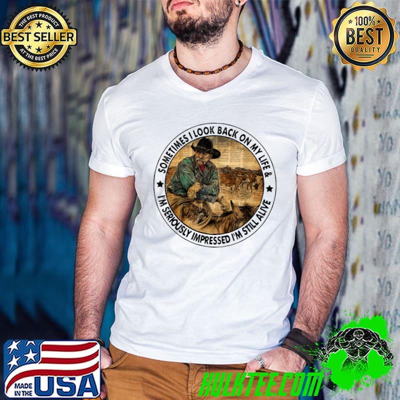 Retro Western Cowboy Sometimes I Look Back On My Life Horse T-Shirt Guys V Neck Retro Western Cowboy Sometimes I Look Back On My Life Horse T-Shirt Guys V Neck