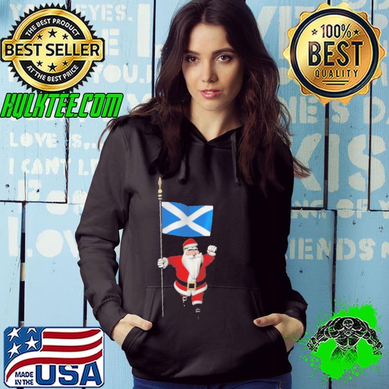 Santa Claus With Flag Of Scotland Christmas shirt
