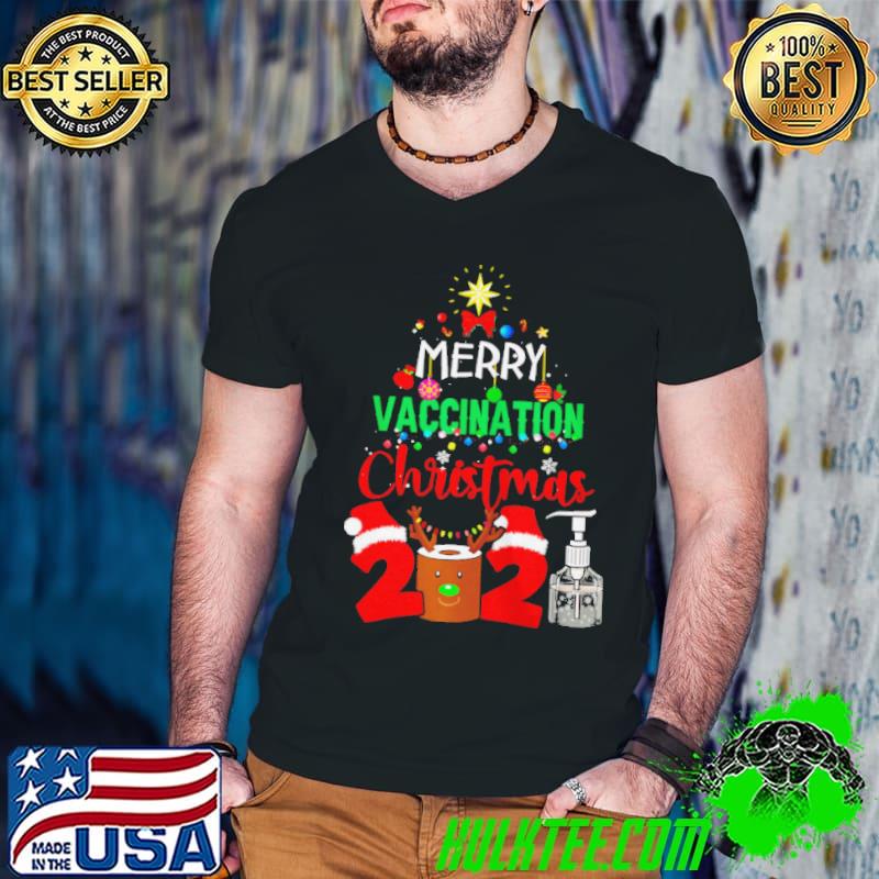 SANTA MASK MERRY VACCINATION CHRISTMAS 2021 TREE VACCINATED T-SHIRT Guys V Neck SANTA MASK MERRY VACCINATION CHRISTMAS 2021 TREE VACCINATED T-SHIRT Guys V Neck