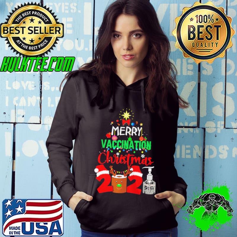 SANTA MASK MERRY VACCINATION CHRISTMAS 2021 TREE VACCINATED T-SHIRT