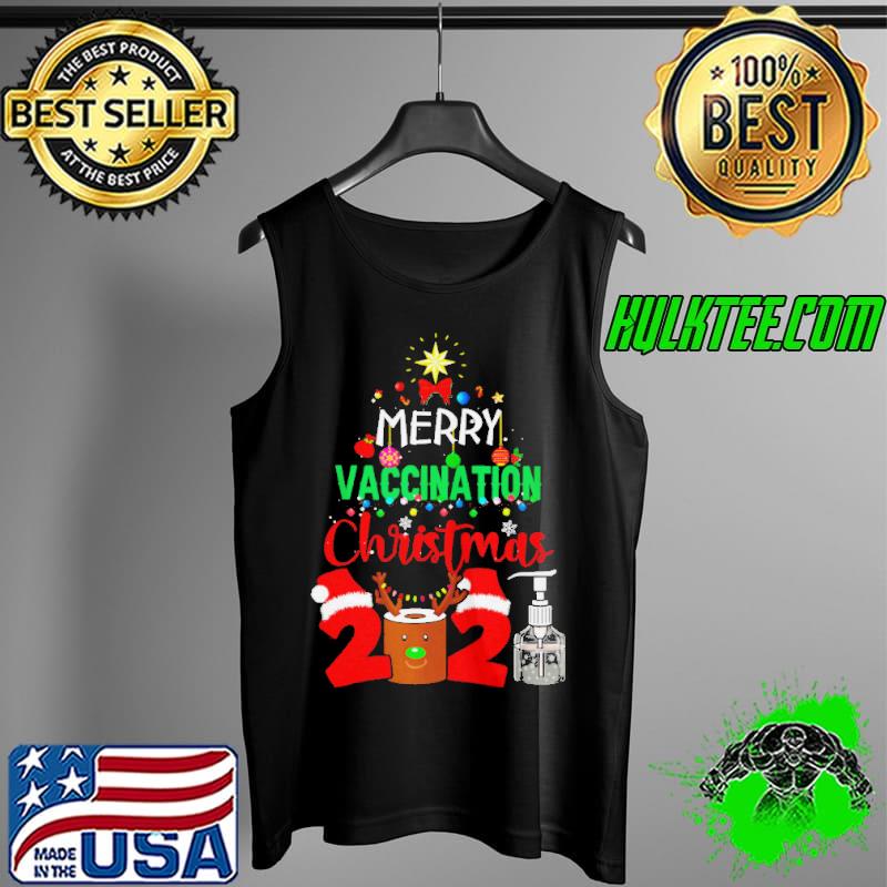 SANTA MASK MERRY VACCINATION CHRISTMAS 2021 TREE VACCINATED T-SHIRT Tank Top SANTA MASK MERRY VACCINATION CHRISTMAS 2021 TREE VACCINATED T-SHIRT Tank Top