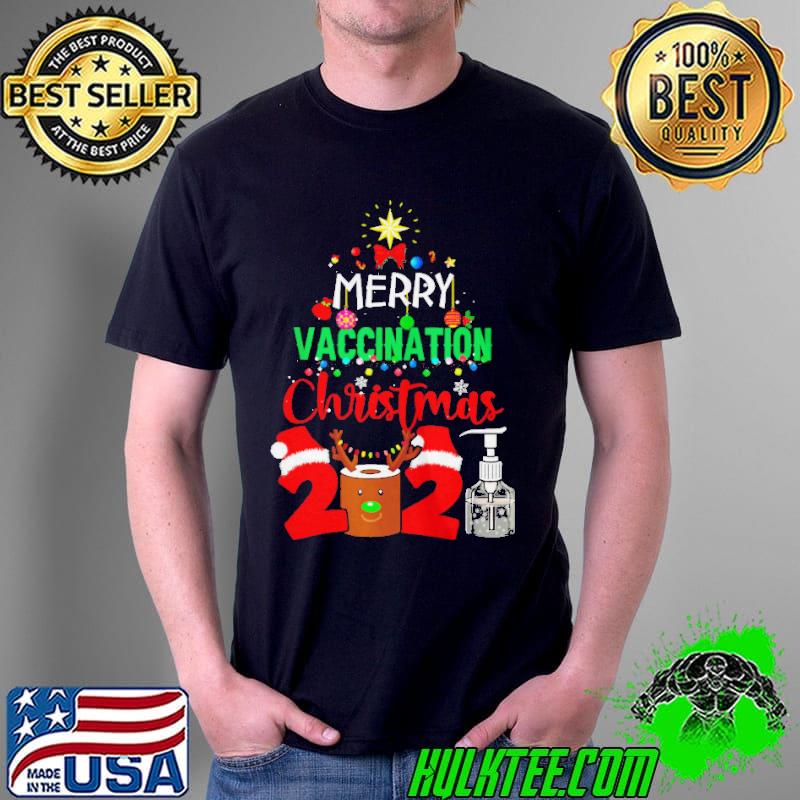 SANTA MASK MERRY VACCINATION CHRISTMAS 2021 TREE VACCINATED T-SHIRT Unisex SANTA MASK MERRY VACCINATION CHRISTMAS 2021 TREE VACCINATED T-SHIRT Unisex