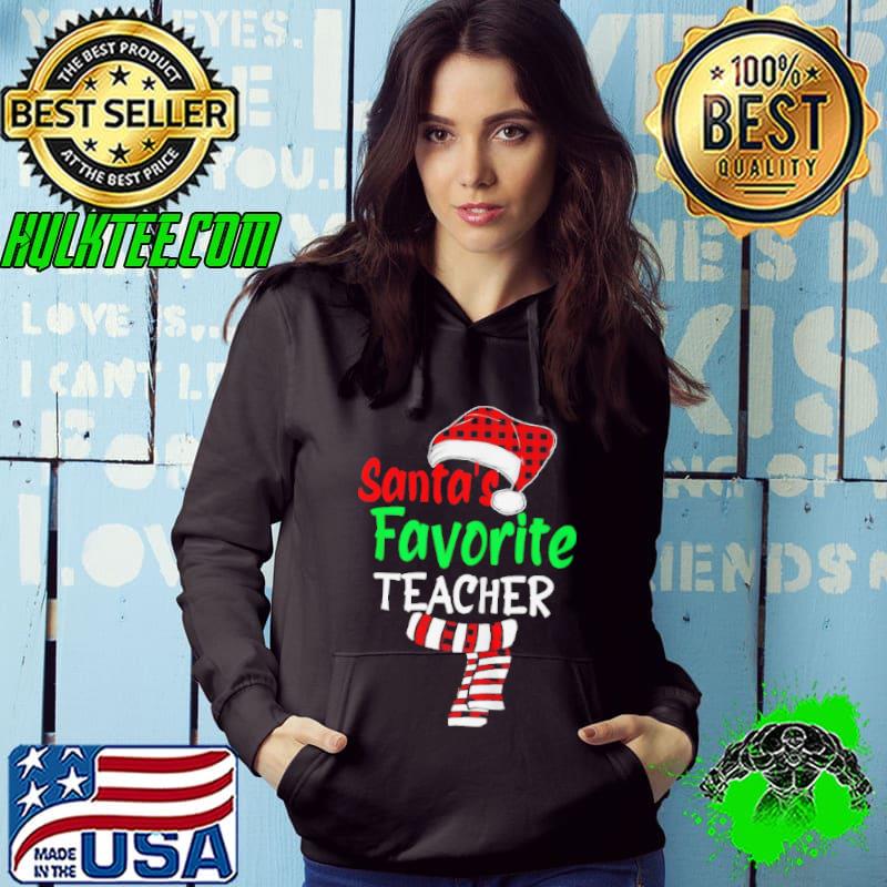 SANTA’S FAVORITE TEACHER CHRISTMAS SANTA RED PLAID SHIRT
