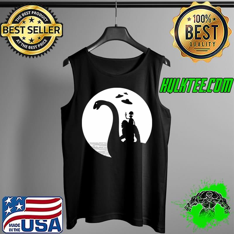 Sasquatch Bigfoot Riding Loch Ness Monster T-Shirt Tank Top Sasquatch Bigfoot Riding Loch Ness Monster T-Shirt Tank Top