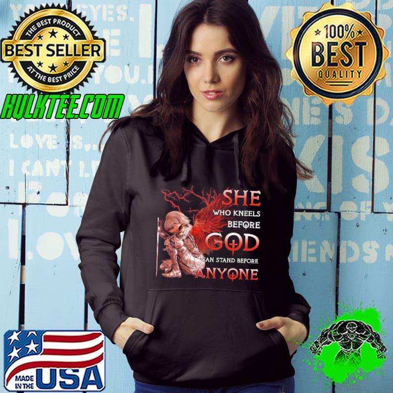 She Wh Kneels Before God Can Stand Before Anyone Veteran shirt