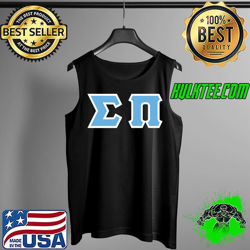 Sigma Pi Printed Letters Cyan with White Border T-s Tank Top Sigma Pi Printed Letters Cyan with White Border T-s Tank Top