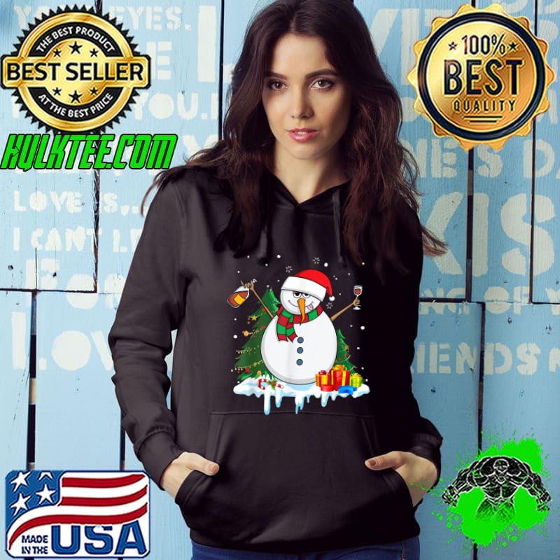 Snowman Wine Christmas Pajama Drinking T-Shirt