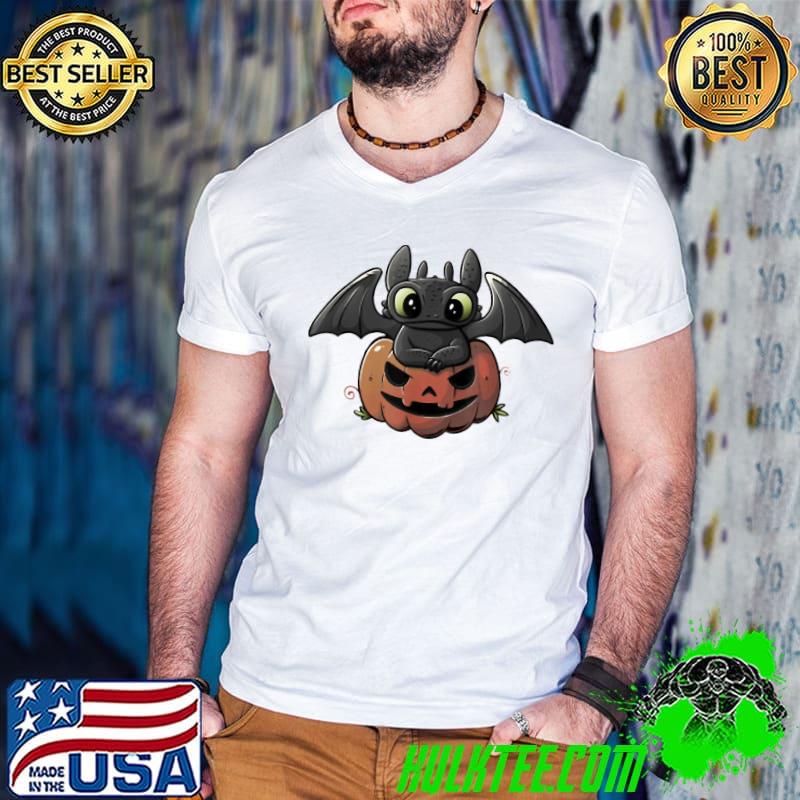 Spooky Dragon Cute Funny Halloween Pumpkin T-Shirt Guys V Neck Spooky Dragon Cute Funny Halloween Pumpkin T-Shirt Guys V Neck