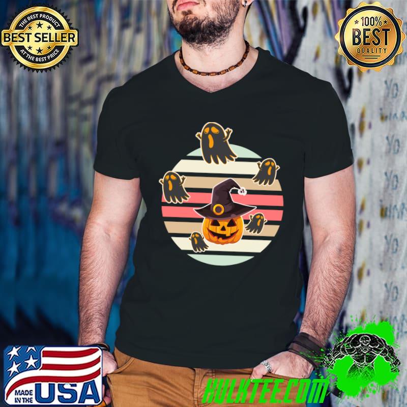 Spooky Pumpkin With Scary Ghosts Essential T-Shirt Guys V Neck Spooky Pumpkin With Scary Ghosts Essential T-Shirt Guys V Neck