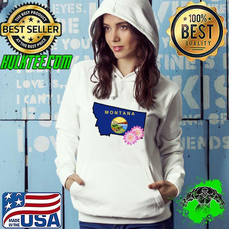 State of Montana Flag with State Flower Bitterroot (Yellow) T-Shirt