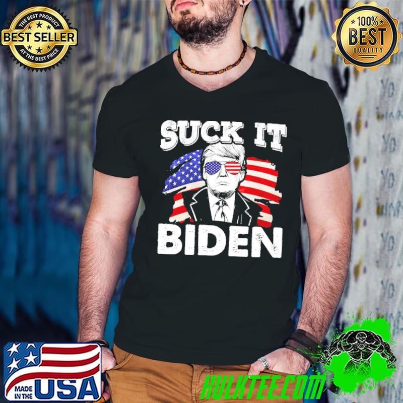 Suck It Biden Trump American Flag Shirt Guys V Neck Suck It Biden Trump American Flag Shirt Guys V Neck