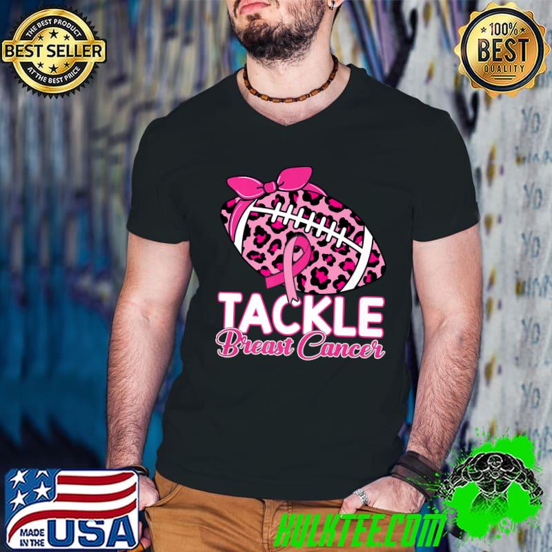 Tackle Breast Cancer Awareness Pink Ribbon Leopard Football Premium T-Shirt