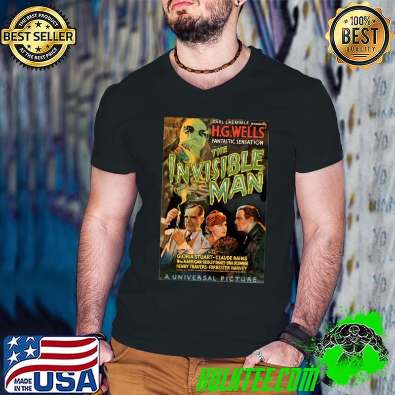 The Invisible Man movie poster Classic Essential T-Shirt Guys V Neck The Invisible Man movie poster Classic Essential T-Shirt Guys V Neck