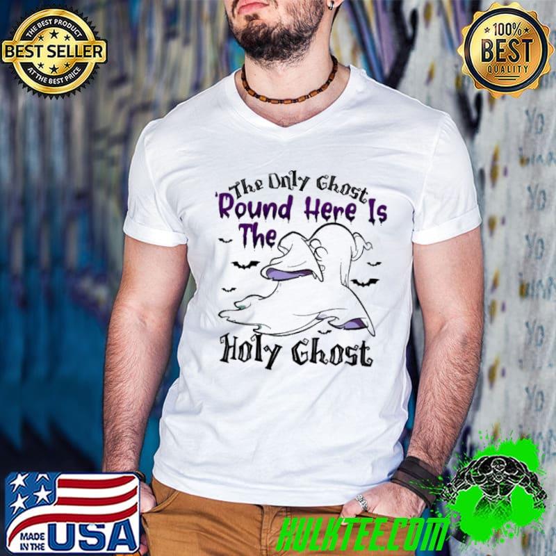 The only ghost round here is the holy ghost Halloween s Guys V Neck The only ghost round here is the holy ghost Halloween s Guys V Neck