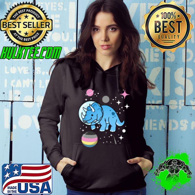 Triceratops Astronaut Polygender Pride T-Shirt Hoodie Triceratops Astronaut Polygender Pride T-Shirt Hoodie