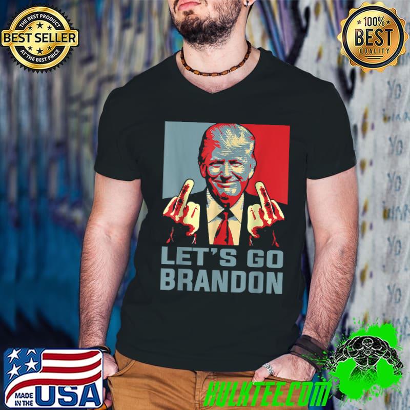 Trump Middle Finger Biden Let's Go Brandon Conservative Anti T-Shirt Guys V Neck Trump Middle Finger Biden Let's Go Brandon Conservative Anti T-Shirt Guys V Neck