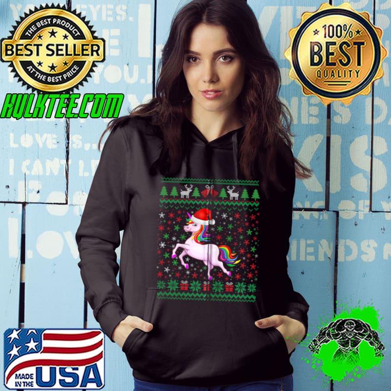 Ugly Sweater Santa Hat Christmas Unicorn Lover Animal Hat T-shirt