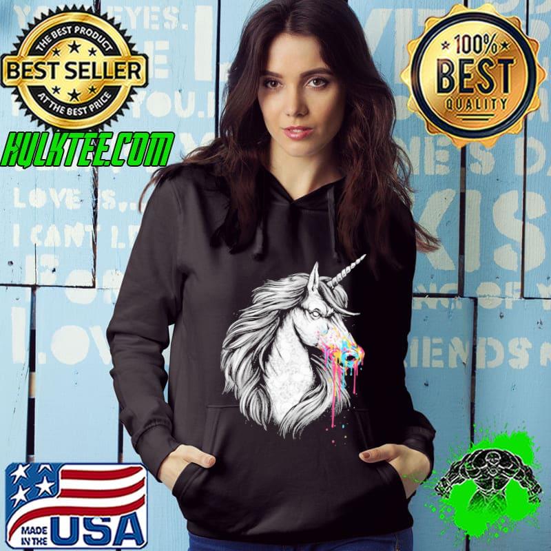 Unicorn watercolor tattoo skull shirt