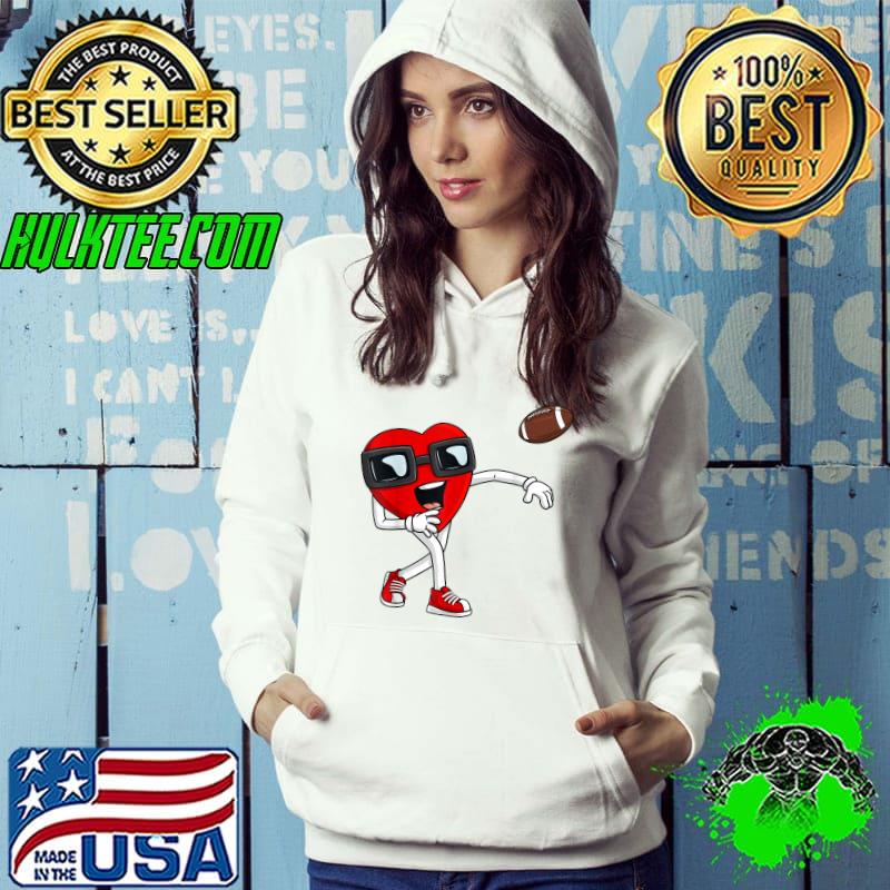 Valentines Day Heart Quarterback Football Boys Kids Teens T-Shirt