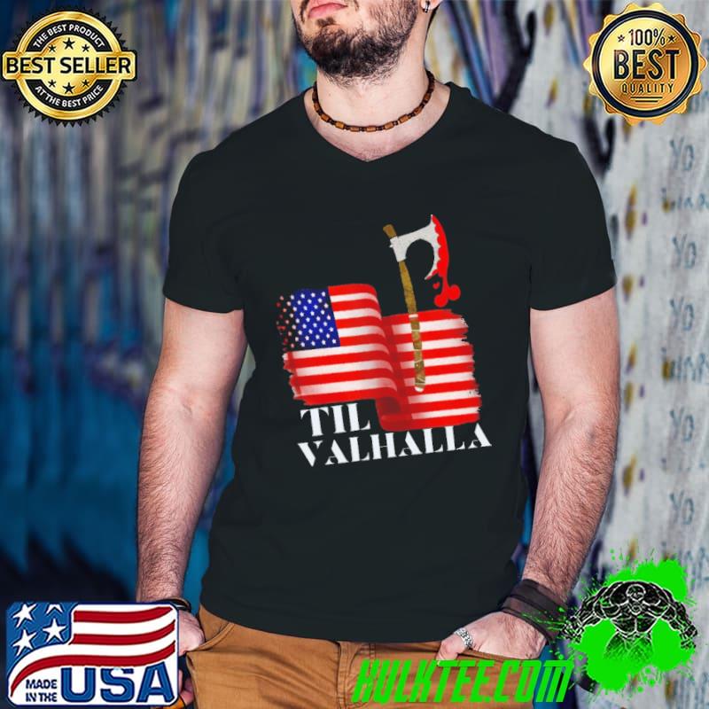 Viking Til Valhalla America Flag Shirt Guys V Neck Viking Til Valhalla America Flag Shirt Guys V Neck