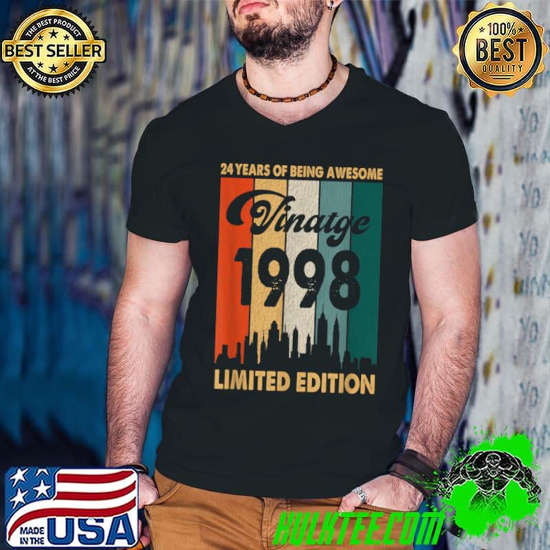 Vintage 1998 Limited Edition 24th Birthday 24 Years Of Being Awesome Shirt Guys V Neck Vintage 1998 Limited Edition 24th Birthday 24 Years Of Being Awesome Shirt Guys V Neck