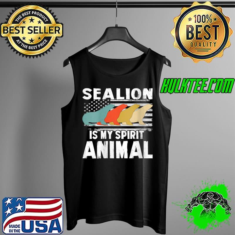 Vintage Sea Lion Is My Spirit Animal Lovers US American Flag T-Shirt Tank Top Vintage Sea Lion Is My Spirit Animal Lovers US American Flag T-Shirt Tank Top