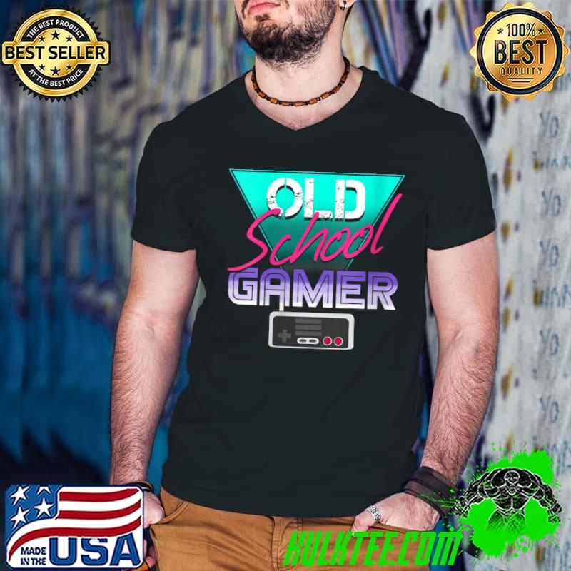 Womens Old School Gamer Online Video Gaming Games Controller Retro T-Shirt