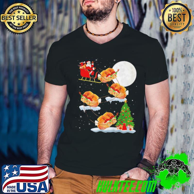 XMAS LIGHTING TREE SANTA RIDING DISCUS FISH CHRISTMAS SHIRT Guys V Neck XMAS LIGHTING TREE SANTA RIDING DISCUS FISH CHRISTMAS SHIRT Guys V Neck