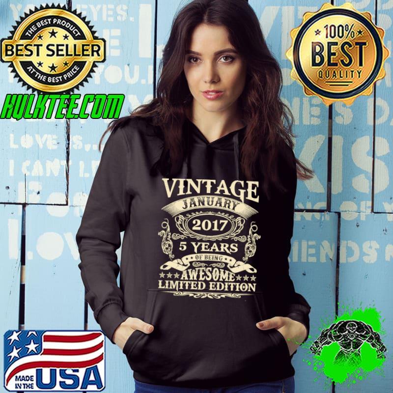 5th Birthday January 2017 5 Years Old Vintage T-Shirt