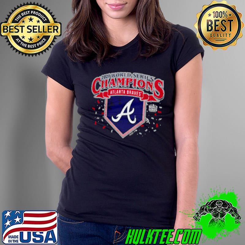 atlanta Braves Majestic Threads Black 2021 World Series Champions Confetti Softhand T Shirt Ladies Tee atlanta Braves Majestic Threads Black 2021 World Series Champions Confetti Softhand T Shirt Ladies Tee