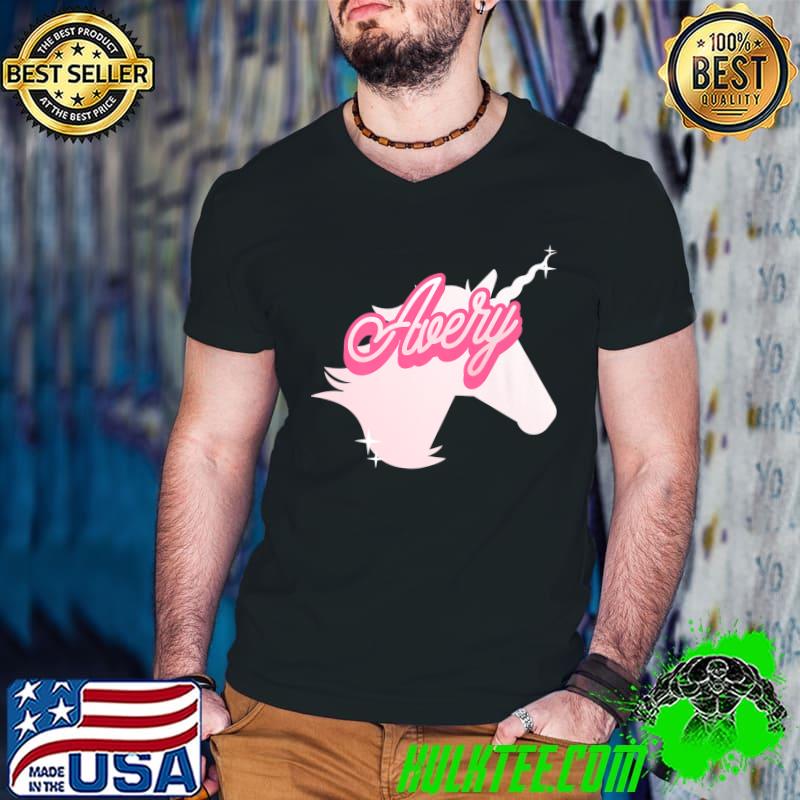Avery Name Gift Personalized Unicorn Theme Party Premium T-Shirt Guys V Neck Avery Name Gift Personalized Unicorn Theme Party Premium T-Shirt Guys V Neck