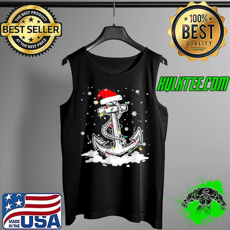 Awesome Anchor Boating Sailing Christmas Santa Hat Lights Tank Top Awesome Anchor Boating Sailing Christmas Santa Hat Lights Tank Top