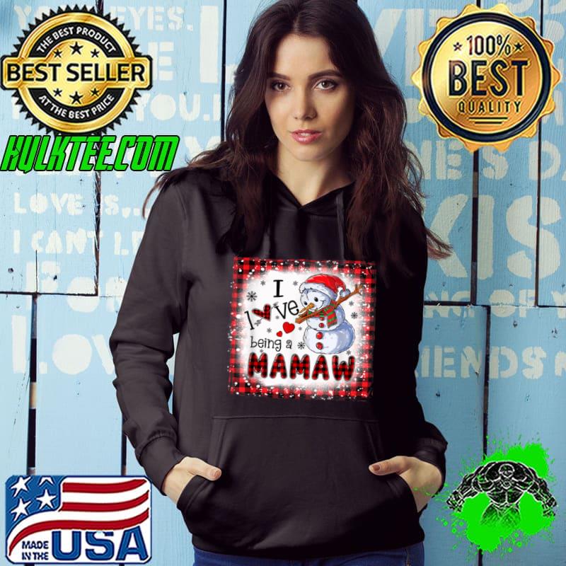 Awesome Bleached I Love Being A Mamaw Snowman Family Christmas Xmas T Shirt
