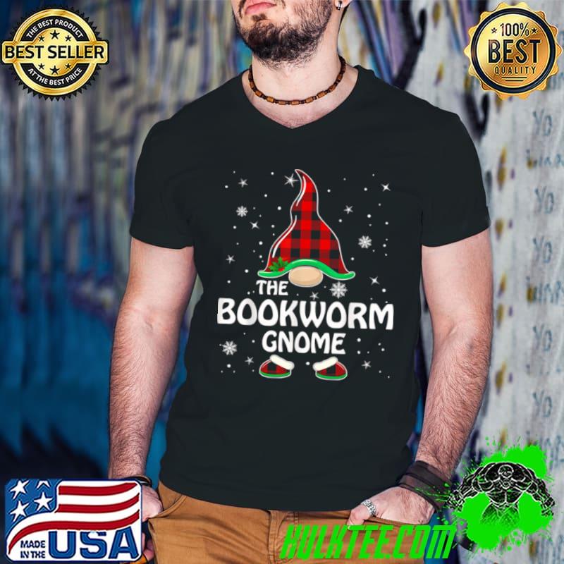 Awesome Bookworm Gnome Buffalo Plaid Matching Family Christmas T Shirt